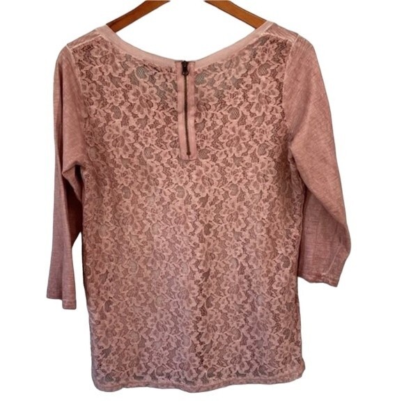 Jeans by Buffalo Lace Embroidered Top 3/4 Sleeve Exposed Back Zip Barbie Pink - Picture 13 of 13